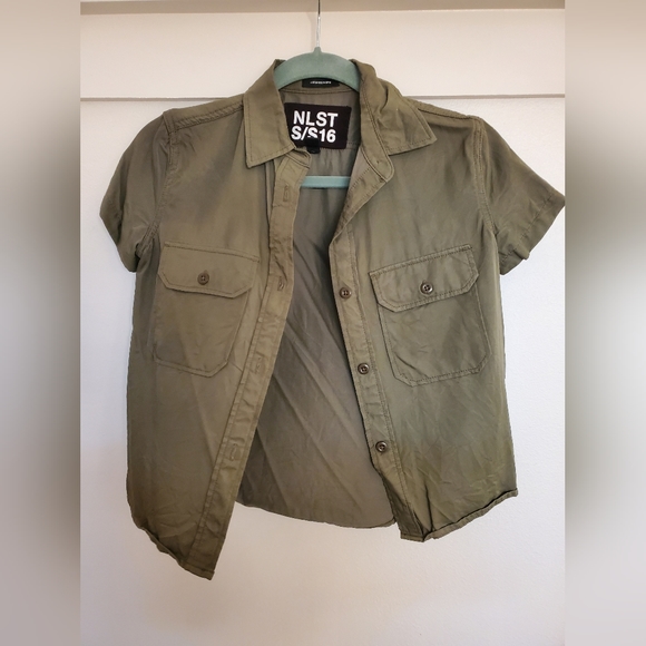 NLST SS16 short sleeve cropped button down - Picture 2 of 3